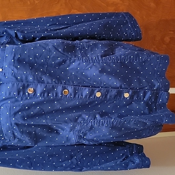 Chico’s Navy and White Polka Dot Luxe Twill Utility Jacket - Size 12/14 - Picture 3 of 11